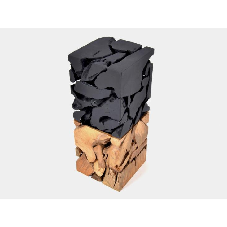 Esprit d'autrefois revendeur DRIMMER, vous propose CASTILLO sellette carrée 75cm en teck naturel et noir