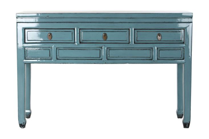 Esprit d'autrefois boutique de décoration à Orléans, vous propose la console orme turquoise antique