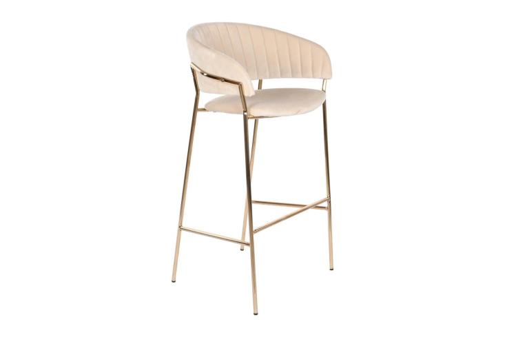 Esprit d'autrefois boutique de mobilier à Orléans, vous propose lEnsemble de 2 chaises de bar en velours crème SOFIA