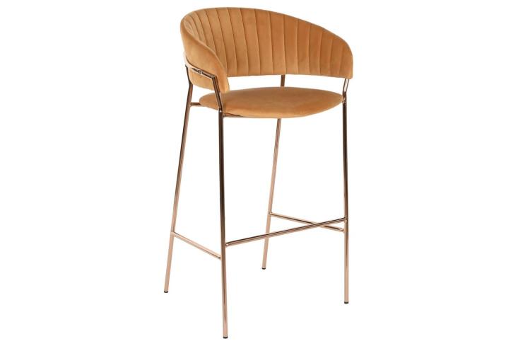 Esprit d'autrefois boutique de décoration à Orléans, vous propose l Ensemble de 2 chaises de bar en velours orange SOFIA