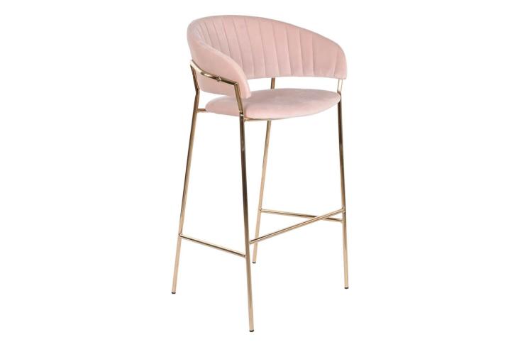 Esprit d'autrefois boutique de meubles  à Orléans, vous propose lEnsemble de 2 chaises de bar en velours rose SOFIA '