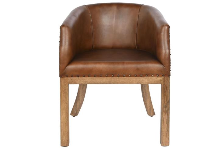 Esprit d'autrefois boutique de décoration à Orléans, vous propose le fauteuil arc en cuir marron