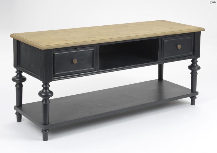 Esprit d'Autrefois revendeur Amadeus sur Orléans, vous propose le meuble TV legende bicolore noir et bois livraison à votre domicile
