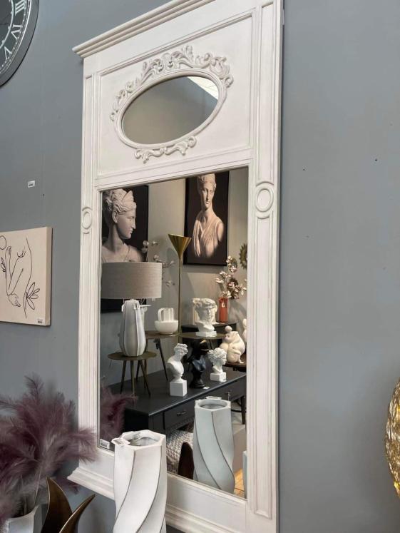 Esprit d'autrefois revendeur Amadeus, vous propose le Miroir trumeau crème antique VALENTINA  160 cm, édition limitée AMADEUS design