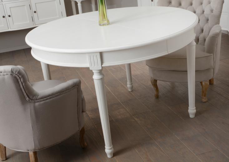 Table ronde Agathe Amadeus avec rallonge, crème antique un style charme classique au meilleur prix livraison à votre domicile