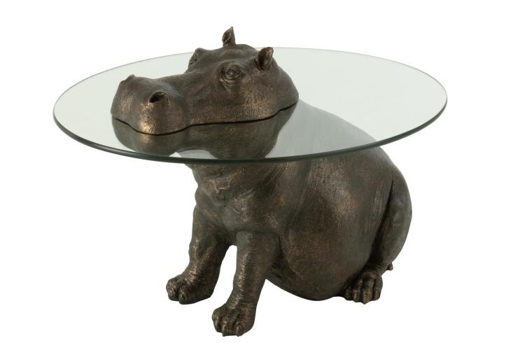 Esprit d'autrefois revendeur Jolipa vous propose la Table Hippopotame Polyrésine Bronze