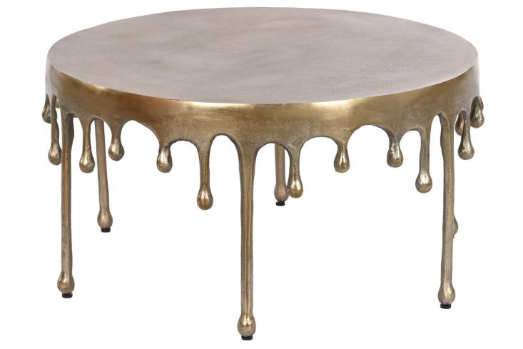 table basse aluminium dorée antique