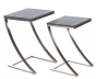 Set de 2 tables gigognes en simili cuir gris et acier