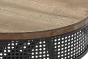 Table basse ovale en métal noir perforé et dessus en bois GABRIEL