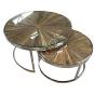 Esprit d'autrefois boutique de décoration et de mobilier, vous propose l'ensemble de  tables rondes dessus bois et piétement aluminium