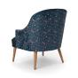 Esprit d'autrefois revendeur Amadeus, vous propose Confortable fauteuil bicolore bleu nuit, dossier en tissus velours feuillages,