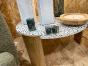 Table de salon ronde diamètre 80 cm en terrazzo  et manguier